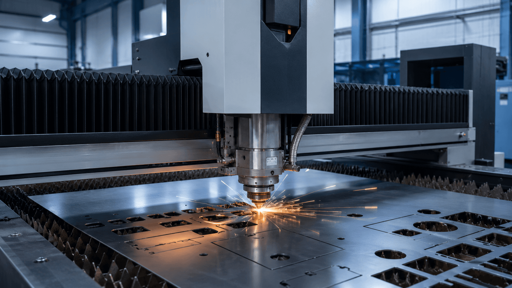 Industrial laser cutting with sparks